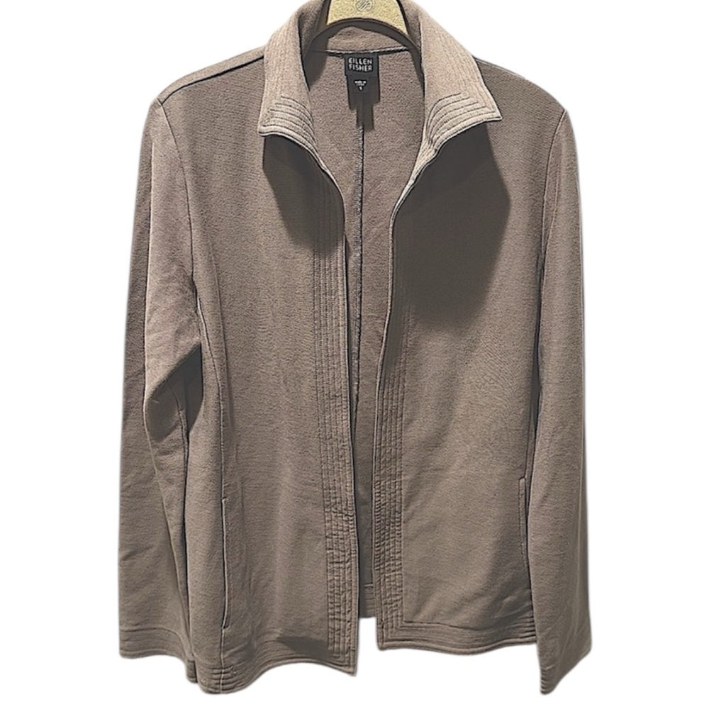 Eileen Fisher Tan Cotton Open Front Jacket Size Smalll